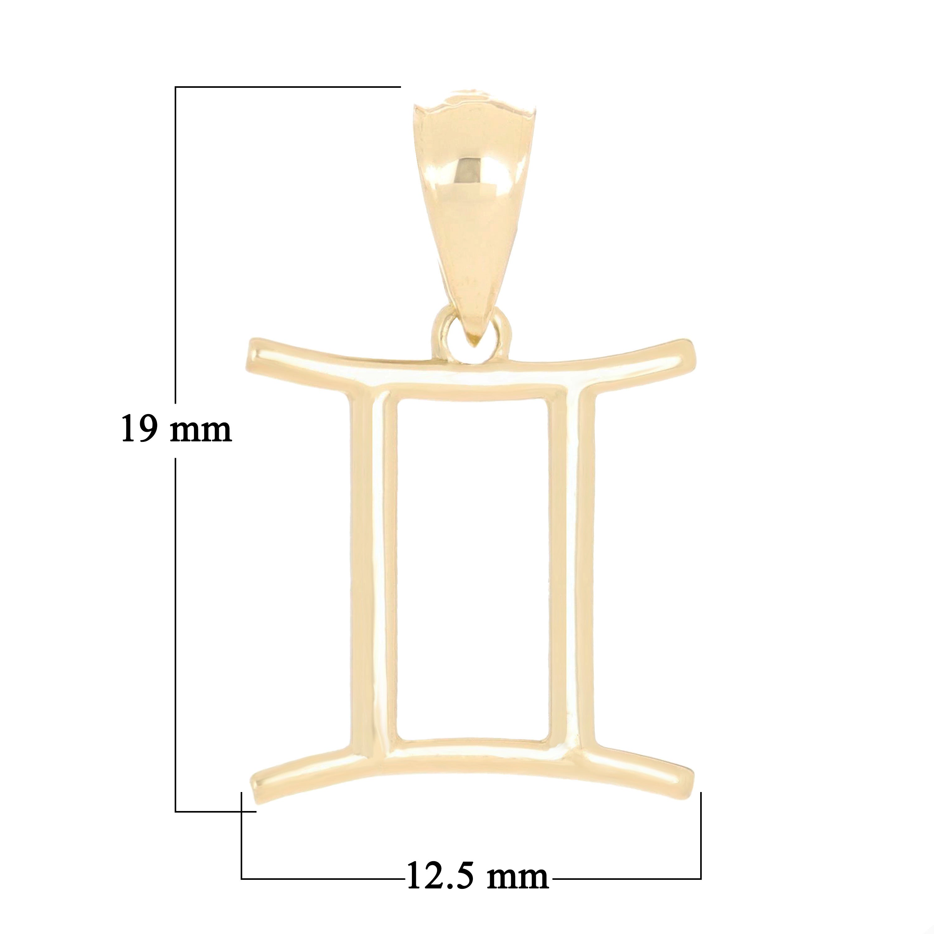 14k Yellow Gold Gemini Zodiac Sign Charm Pendant - Gemini,Yellow