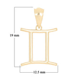 14k Yellow Gold Gemini Zodiac Sign Charm Pendant - Gemini,Yellow