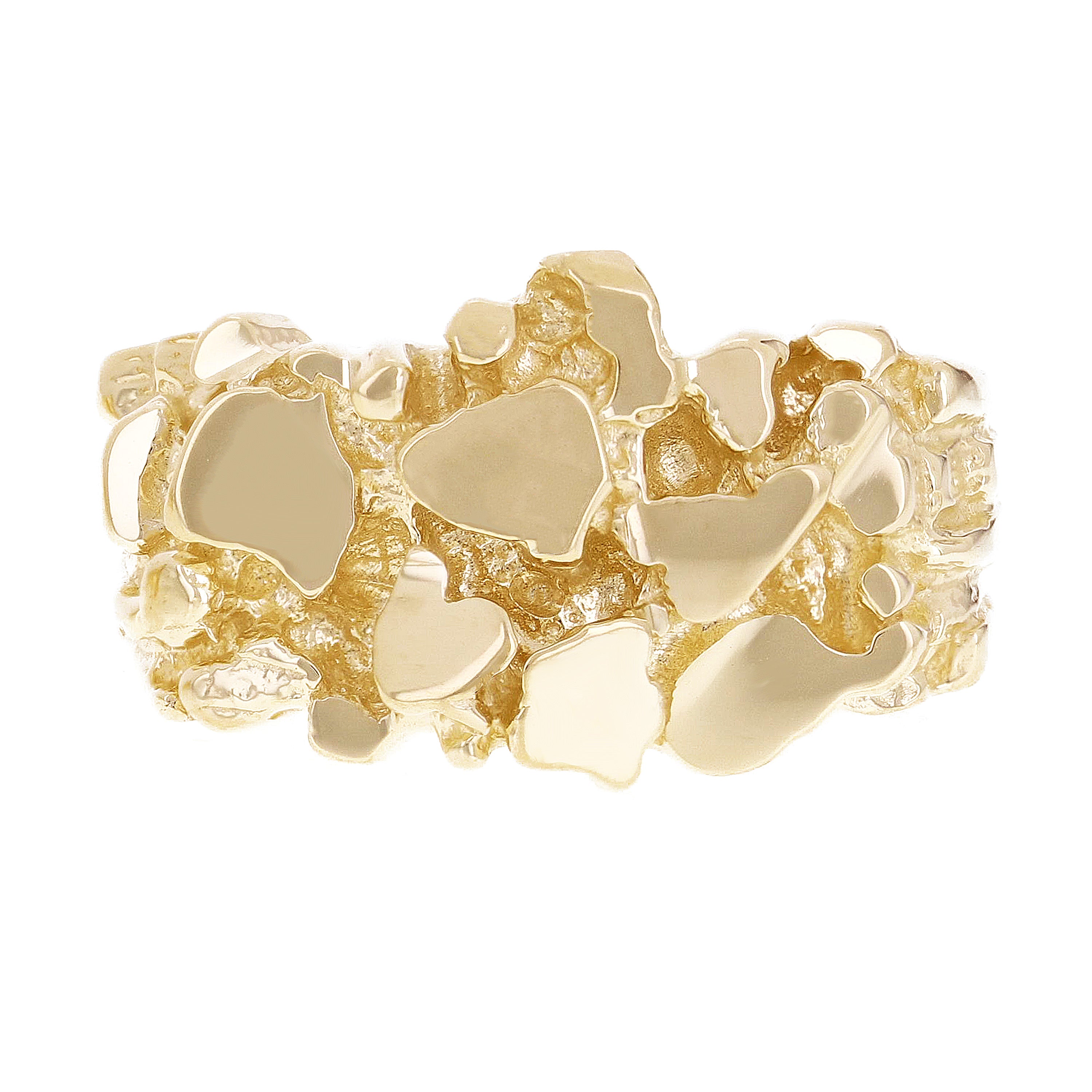 14k Yellow Gold Solid Heavy Nugget Style Ring Band 12.5mm Size 6.5 - Ring Size 6.5