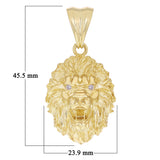 14k Yellow Gold 3D Lion Head Charm Pendant 1.8" with Diamond Eyes 12 grams - Medium 12 grams