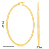 Italian 14k Yellow Gold High Polish 3mm 2.5" x 2" Oval Hoop Earrings 4.5 grams