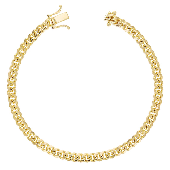 Italian 14k Yellow Gold Solid Miami Cuban Chain Bracelet 8.5
