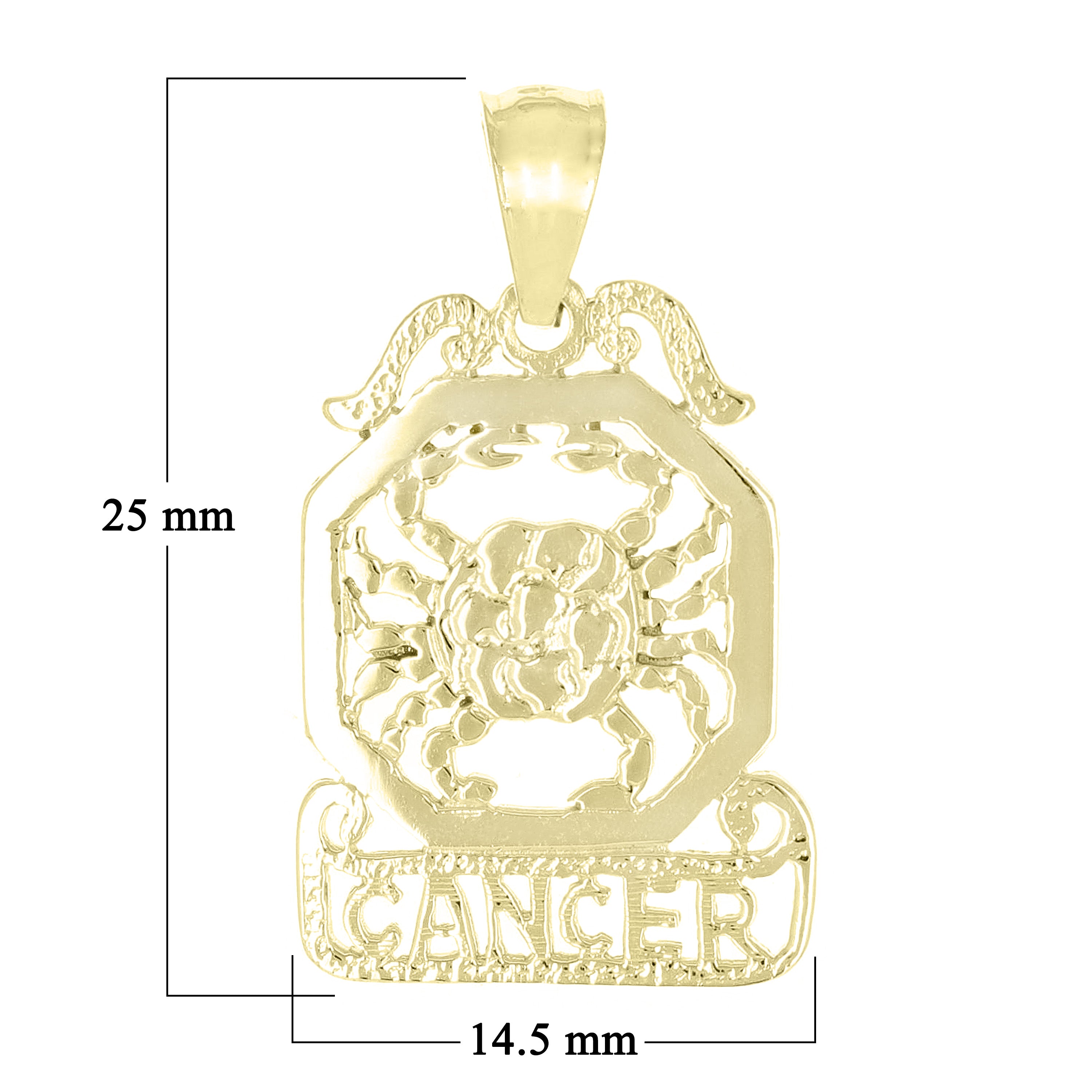 14k Yellow Gold Diamond Zodiac Sign Cancer Pendant - Cancer,Yellow