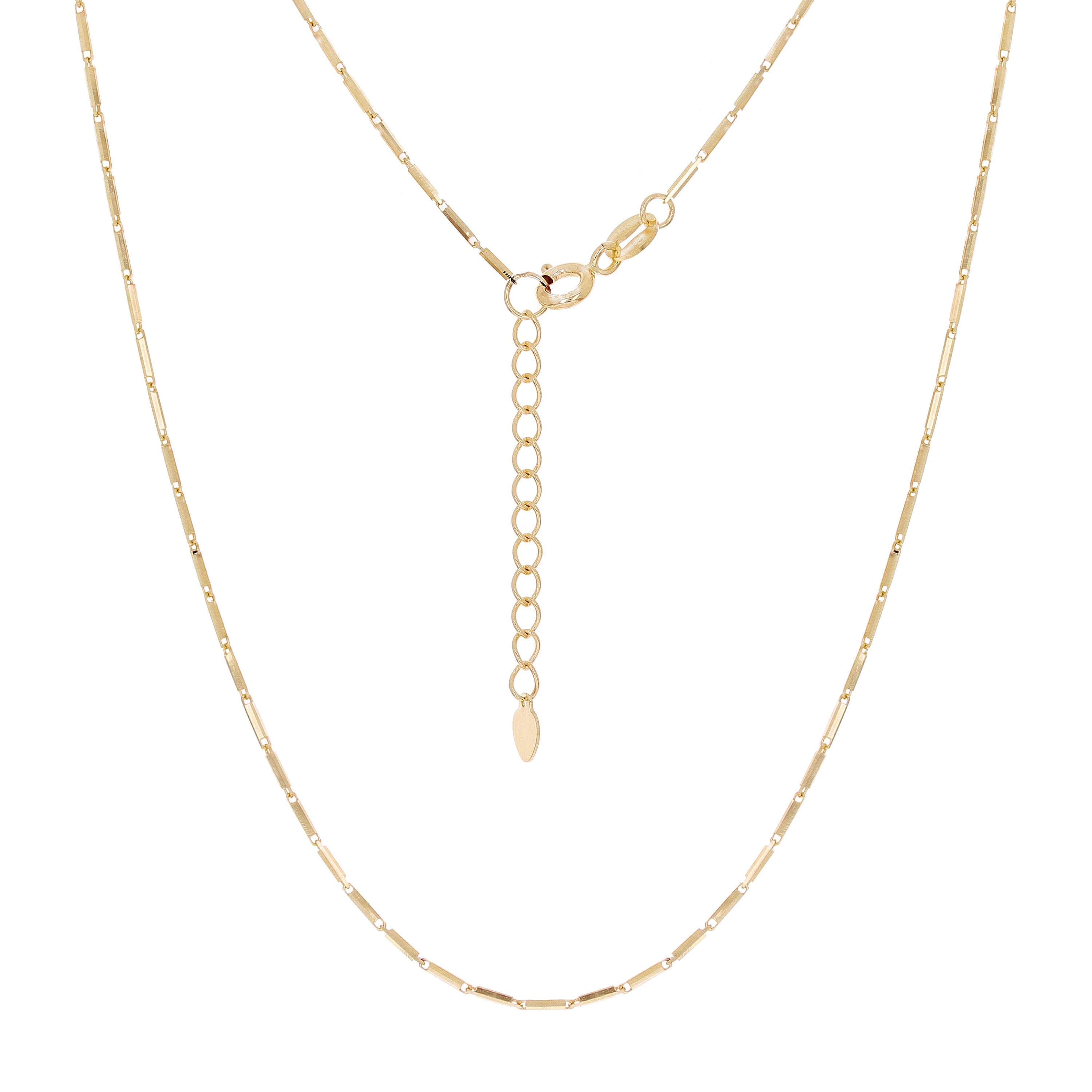 Italian 14k Yellow Gold Bar Link Chain Necklace 16" 0.9mm 3 grams