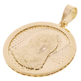 Italian 14k Yellow Gold Madonna Virgin Mary Medal Charm Pendant 1.1" 2.1 grams - 2.1 grams