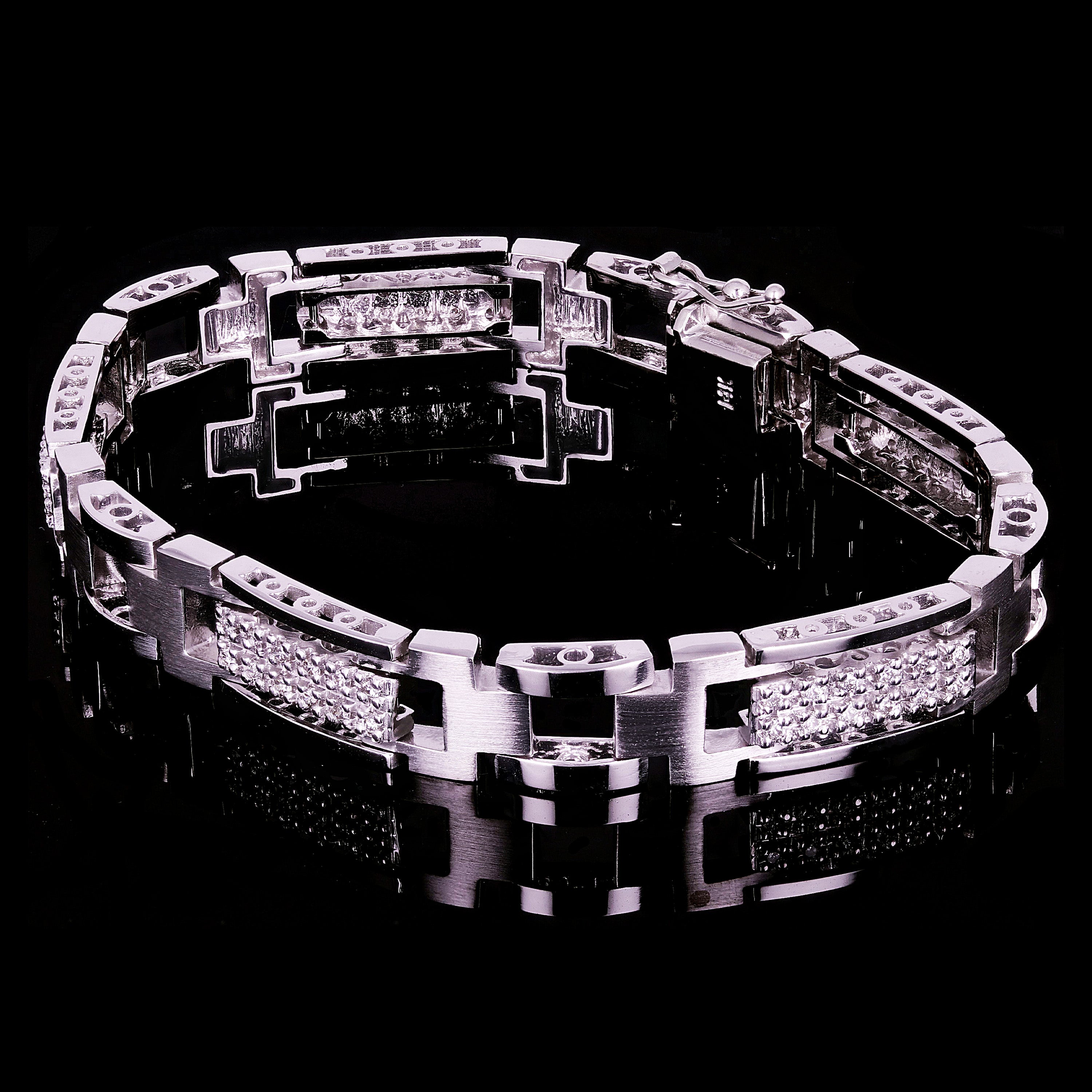 Men's 14k White Gold 1.00ctw Diamond Watch Link Bracelet 8" 10mm 35.4 grams - White  8"  10mm  1ctw  35.4grams