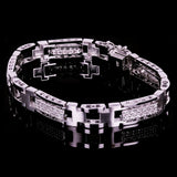 Men's 14k White Gold 1.00ctw Diamond Watch Link Bracelet 8" 10mm 35.4 grams - White  8"  10mm  1ctw  35.4grams