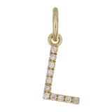 14k Yellow Gold Diamond Initial Letter L Charm Pendant - Letter L,Yellow