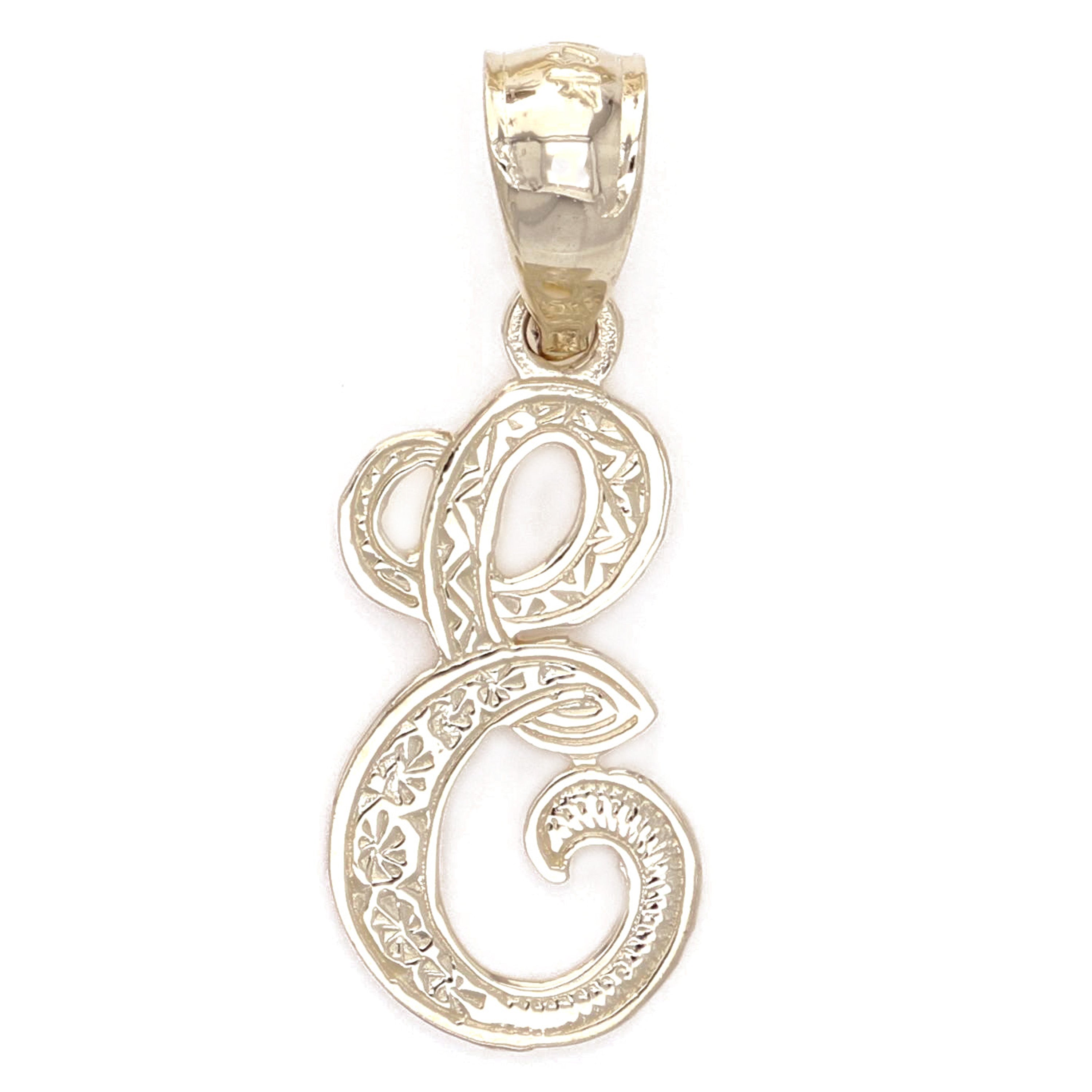 14k Yellow Gold Initial Letter E Alphabet Charm Pendant - Letter E,Yellow