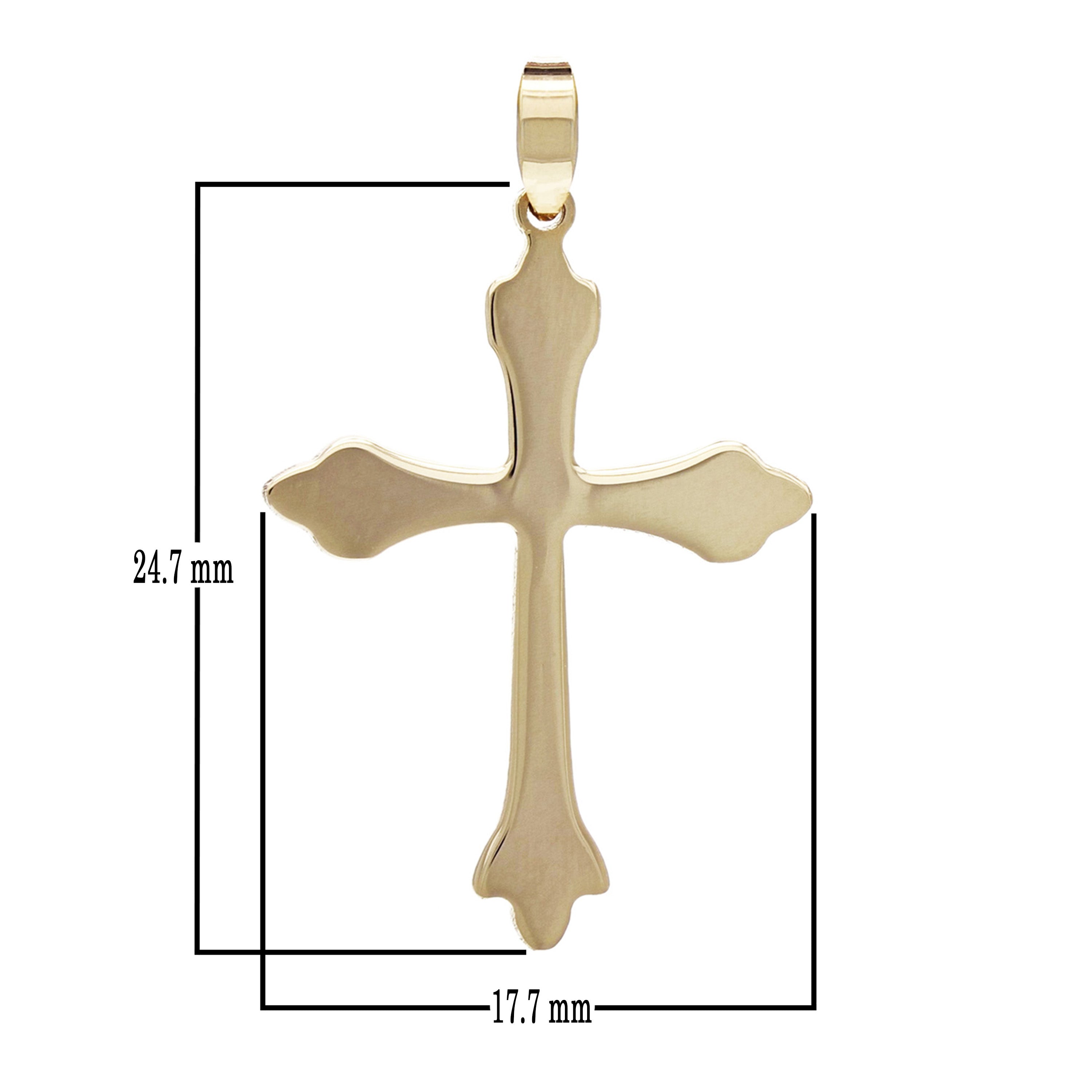 14k Yellow Gold Solid Thin Flared Cross Pendant 1.3 grams