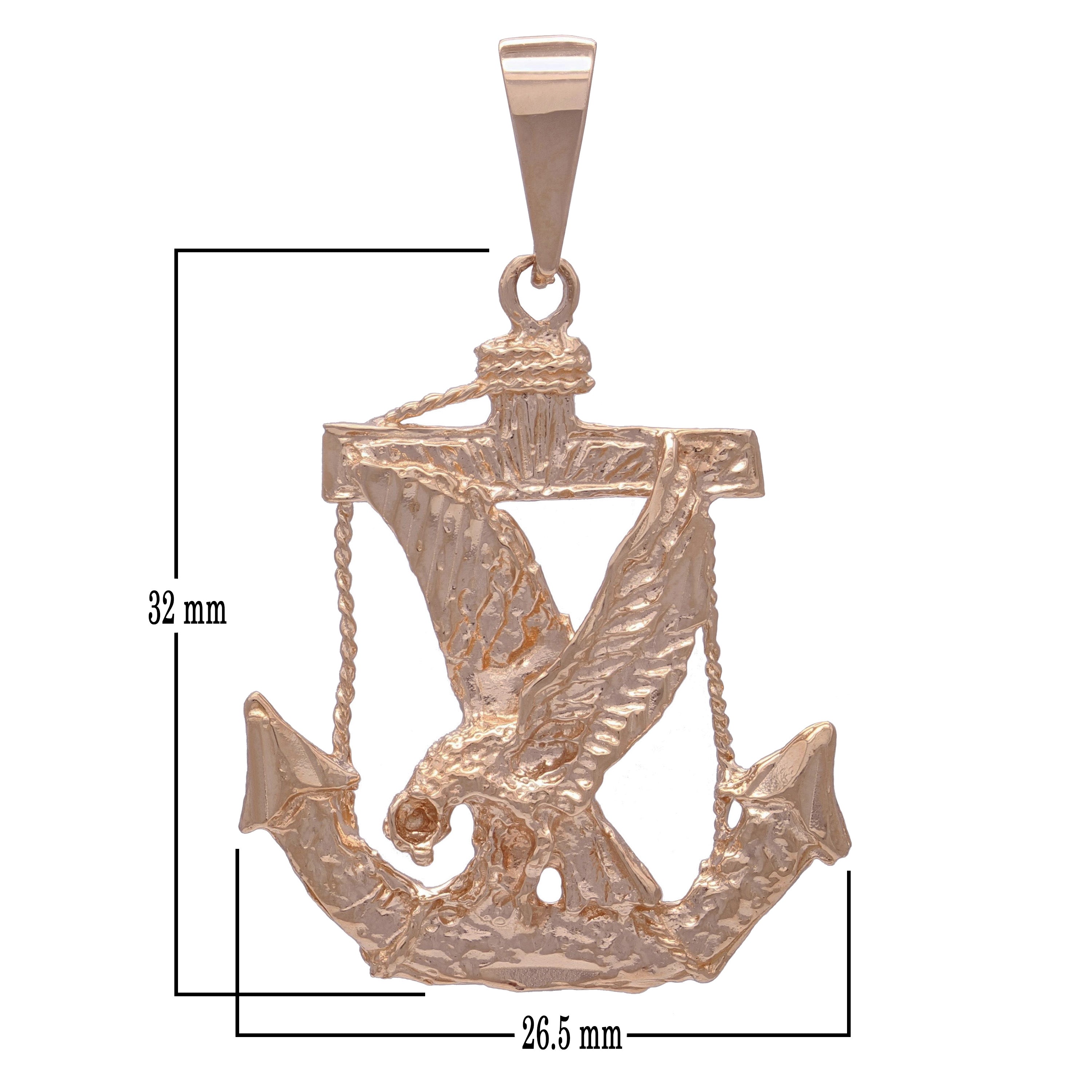 14k Rose Gold Solid Diamond Cut Mariners Anchor Eagle Charm Pendant 5.7 grams - Rose