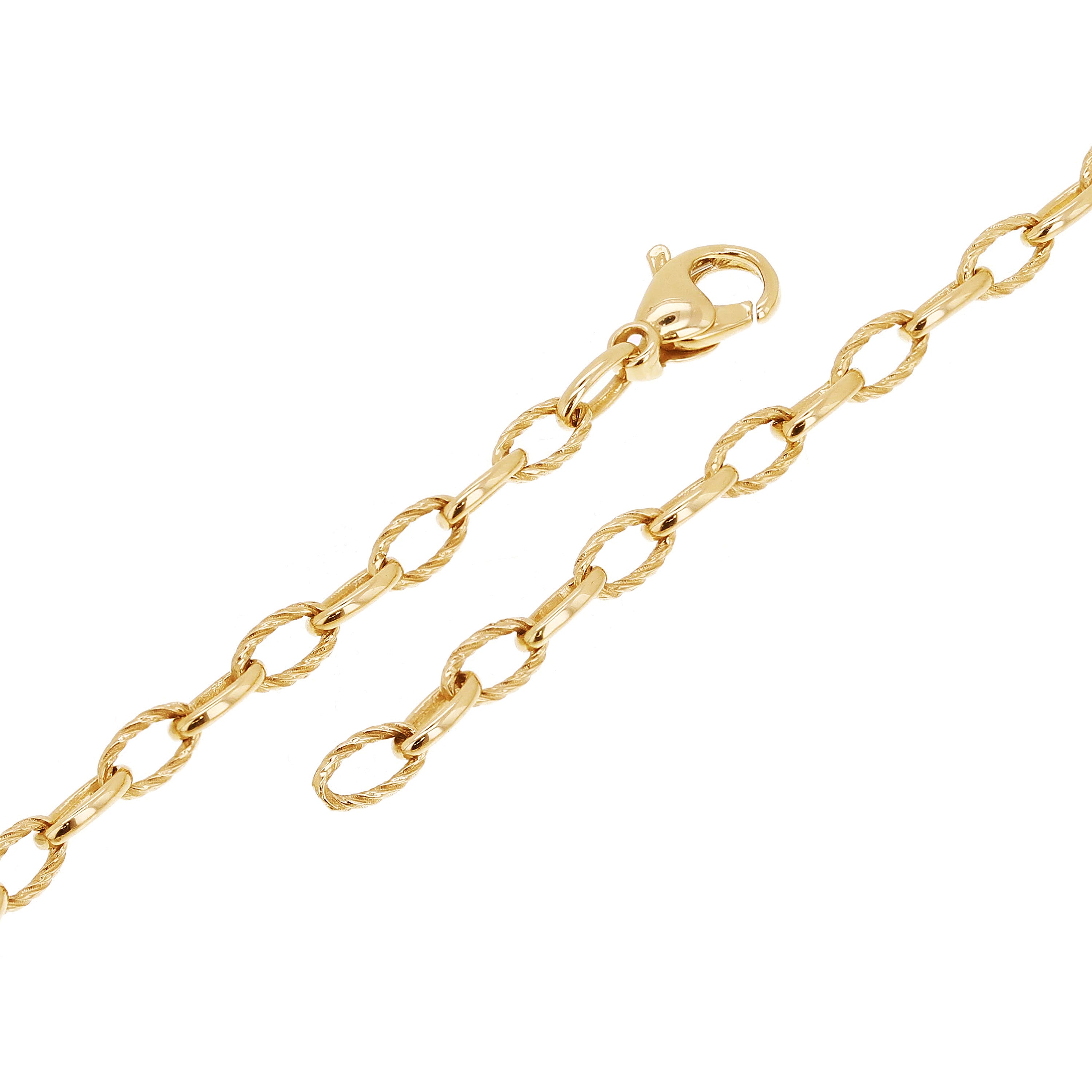 10k Yellow Gold Solid Oval Plain & Rope Link Chain Bracelet 7" 4.7mm 6 grams - 7" 6 grams