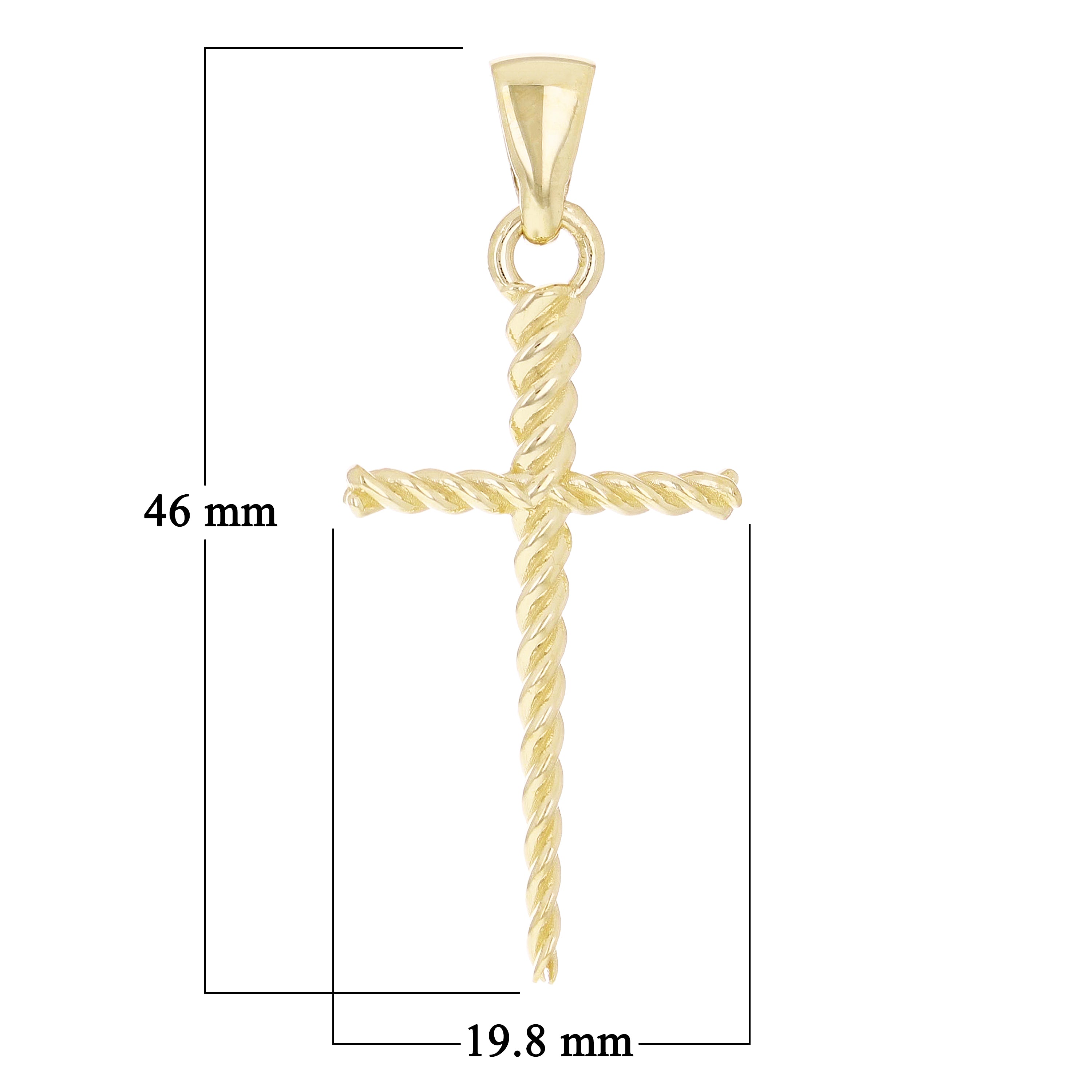 14k Yellow Gold Rope Dagger Cross Charm Pendant 1.8" 3.3 grams