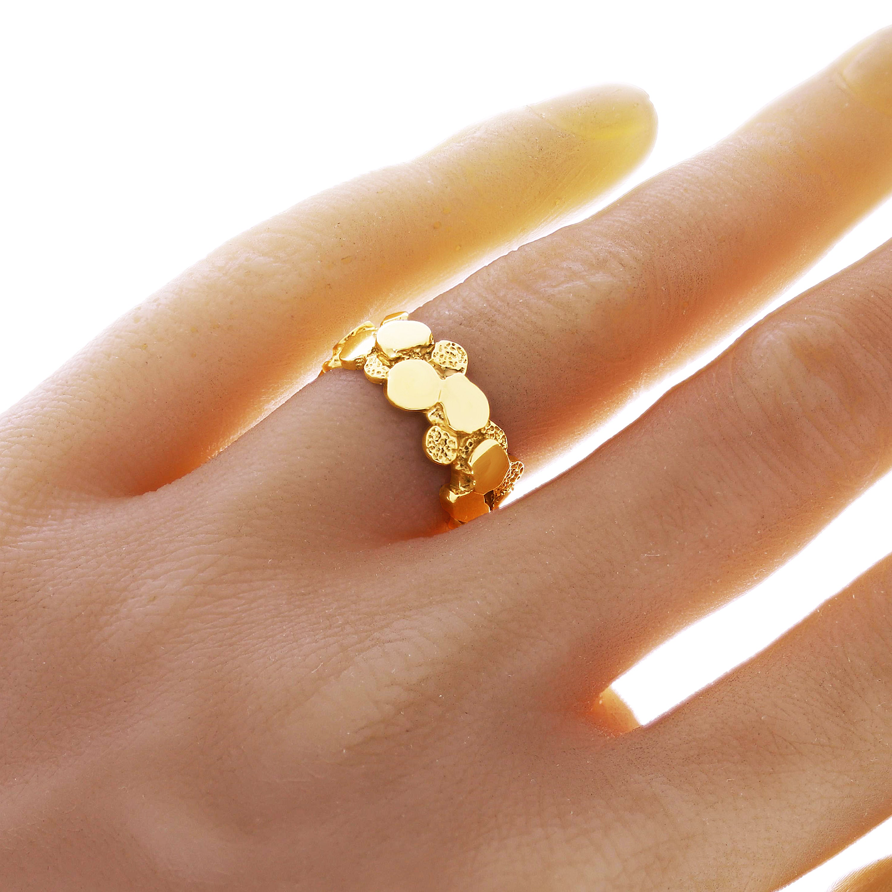 10k Yellow Gold Solid Chunky Nugget Eternity Ring Size 6- 8.9mm 7.2 grams - Ring Size 6 7.2 grams