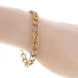 14k Yellow & White Gold Alternate Twisted Rope Open Link Bracelet 7.5" 8mm 6.3g