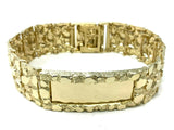 Men's 10k Yellow Gold Nugget ID Bracelet 8" 21mm 58 grams