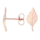 14k Rose Gold Bright Polished Leaf Stud Earrings