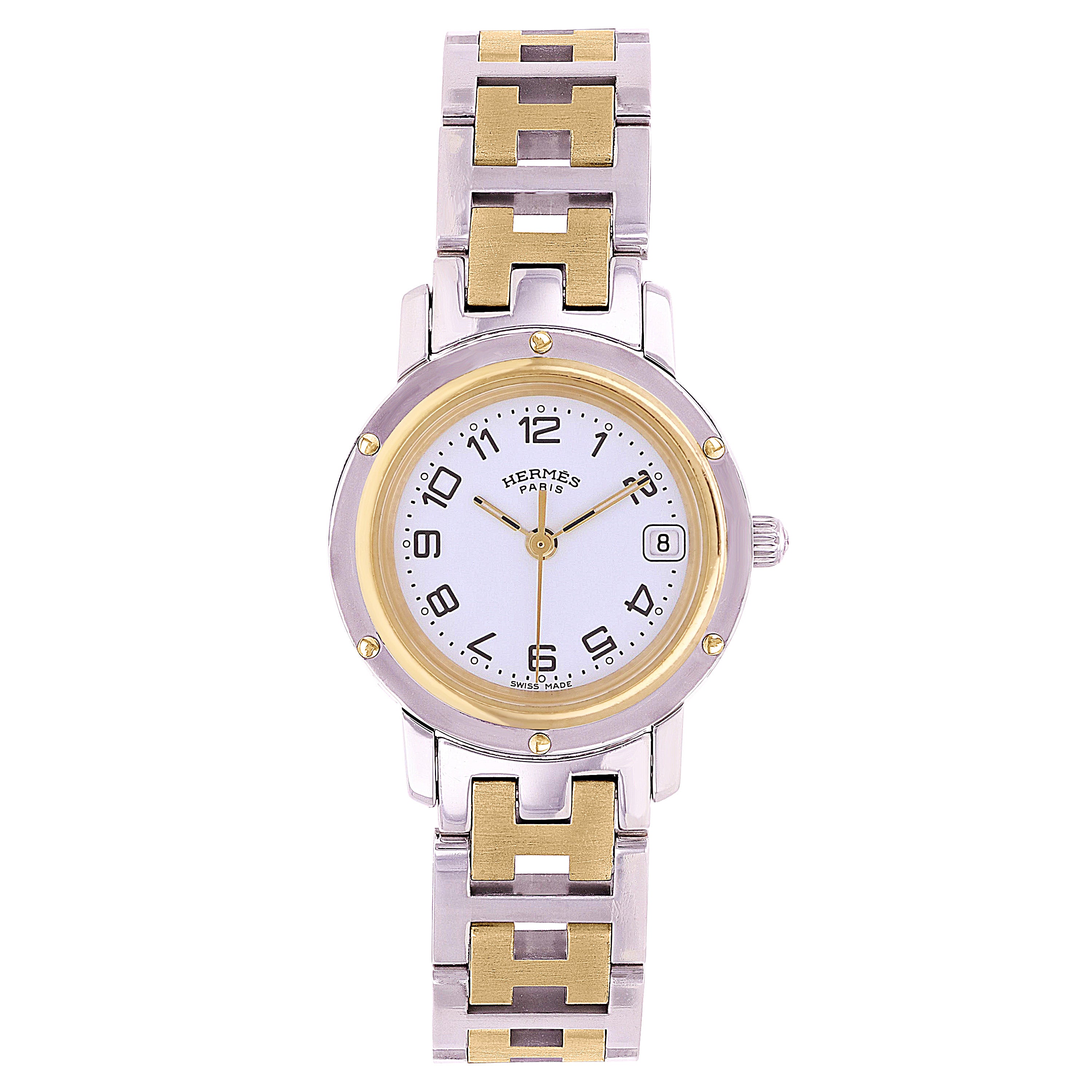 Hermes Ladies Clipper Two-Tone Stainless Steel and Gold Plated Quartz