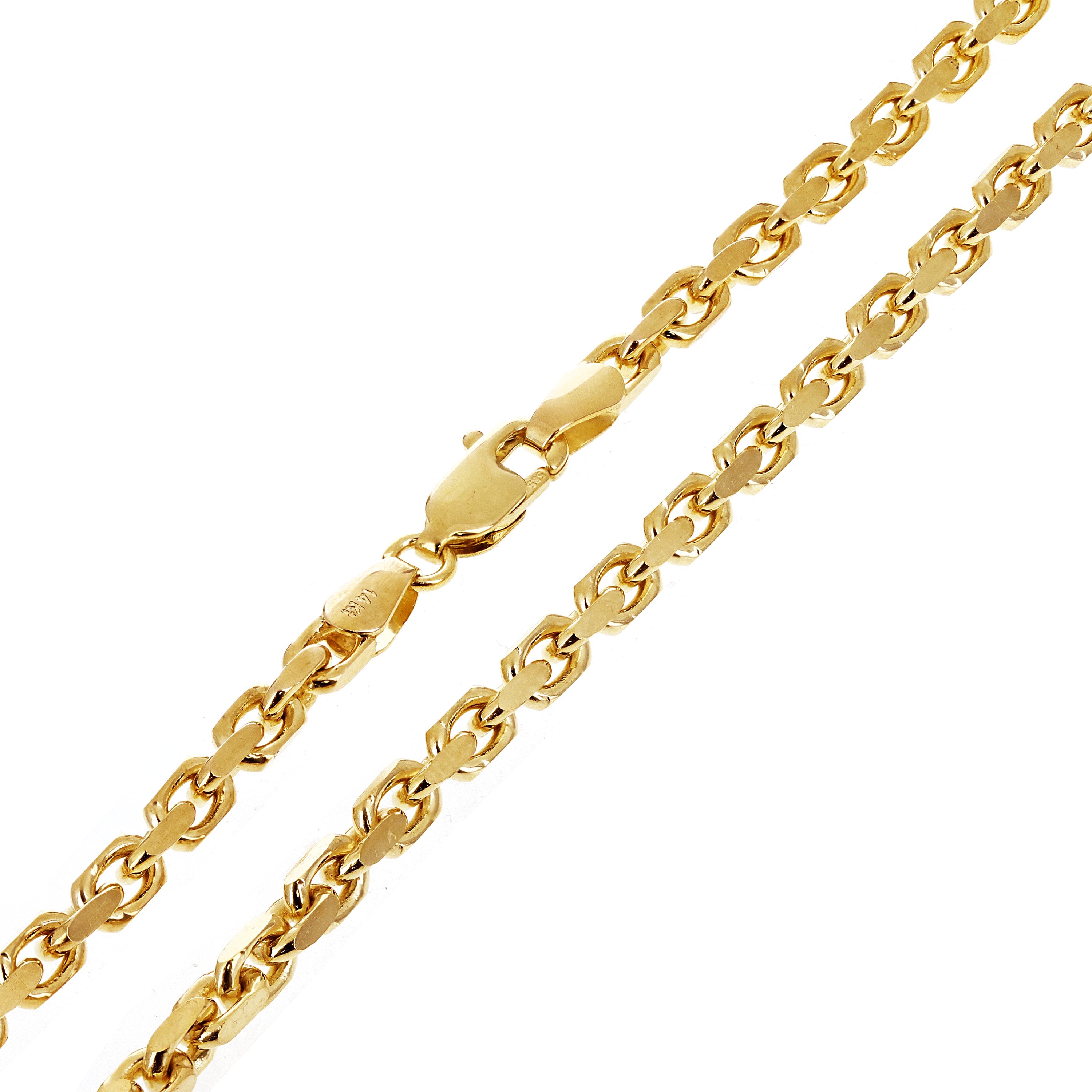 Italian 14k Yellow Gold Solid Anchor Cable Link Chain Necklace 20" - 26" 3.2mm