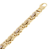Italian 14k Two Tone Gold Hollow Byzantine Link Bracelet 9.25" 10mm 22.9 grams - 10mm 9.25"