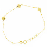 Italian 14k Yellow Gold Dice Square Charm Station Bracelet 7.5" 5mm 1.5 grams