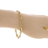 Italian 14k Yellow Gold Hollow Oval & Paper Clip Bracelet 7.75" 4.8mm 3.9 grams