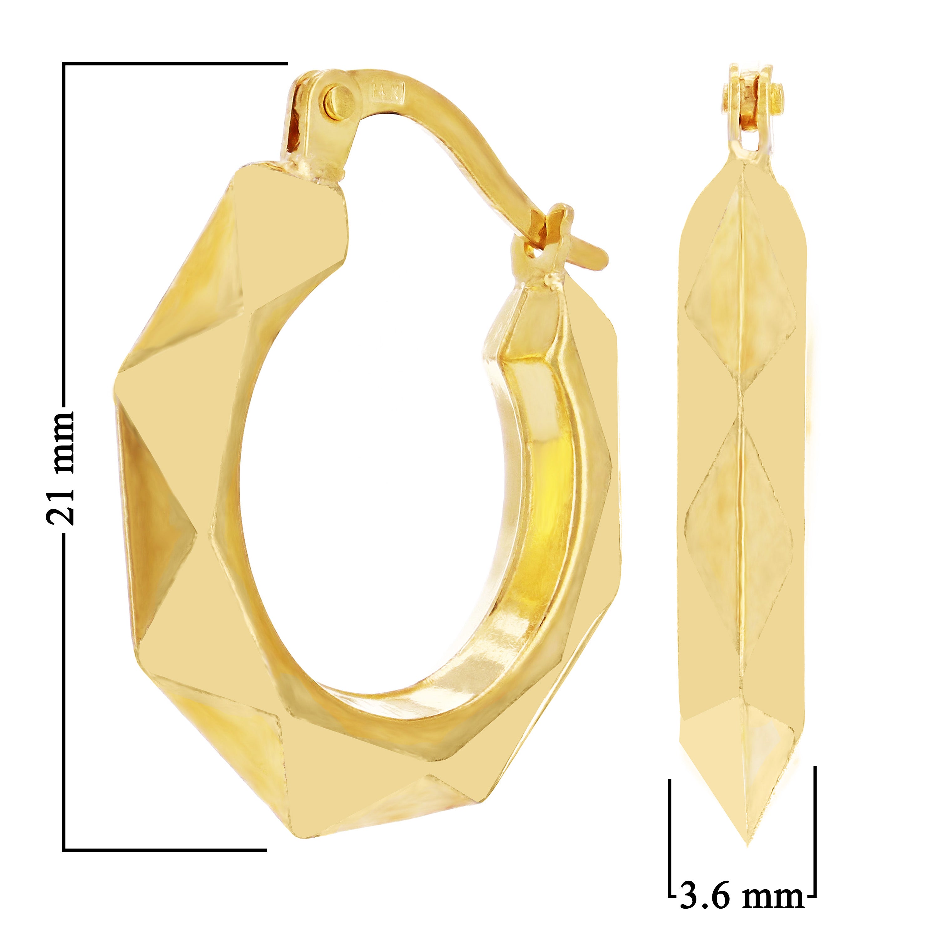 14k Yellow Gold Hollow Loop Hoop Earrings 21mm x 3.6mm 2.2 grams