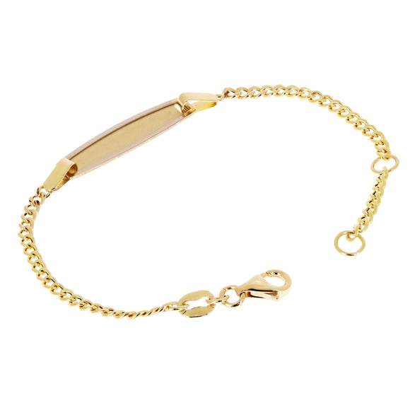 Italian 14k Two Tone Gold Engravable Baby Kids ID Bracelet 5.5