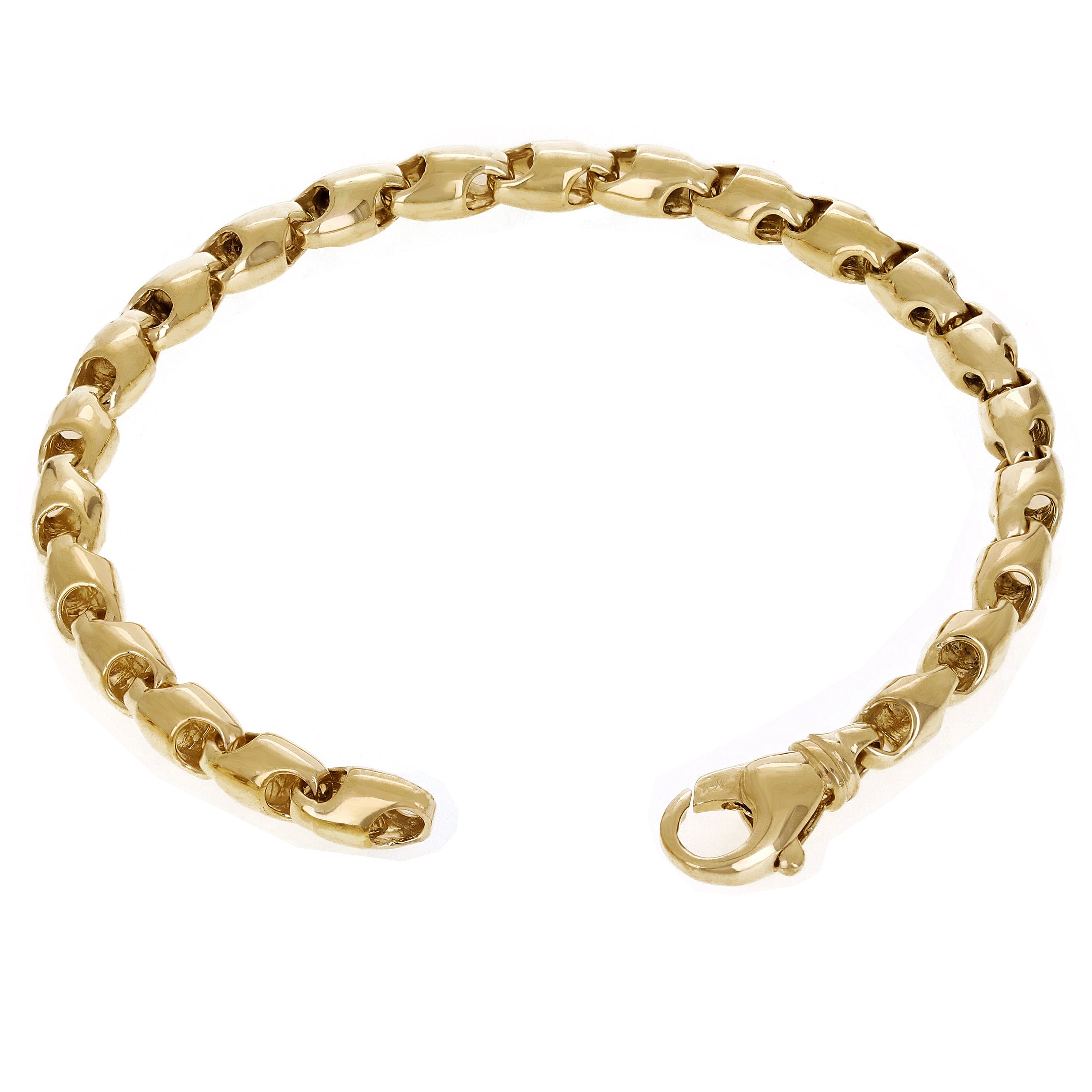 10k Yellow Gold Solid Handmade Bullet Link Bracelet 7" 5.5mm 18.5 grams - 7" 18.5 grams
