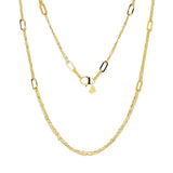 Italian 14k Yellow Gold Anchor Cable & Paper Clip Link Station Necklace 18" 8 grams - 18" 8 grams