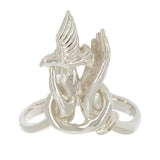 14k White Gold Hands Holding a Dove Ring Size 10 - White,Ring Size 10