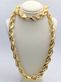 14k Yellow Gold Solid Twisted Diamond Cut Rope Chain Necklace 30" 12mm 310.9g
