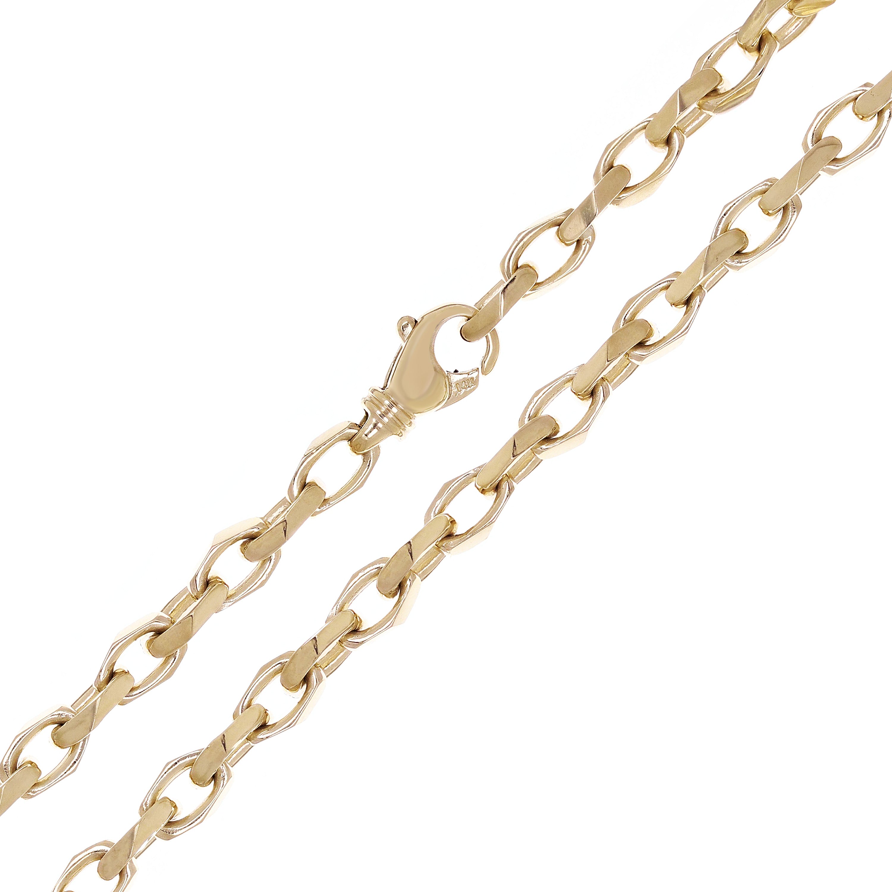 14k Yellow Gold Solid Handmade Beveled Anchor Chain Necklace 24" 6.7mm 82 grams - Yellow,24"