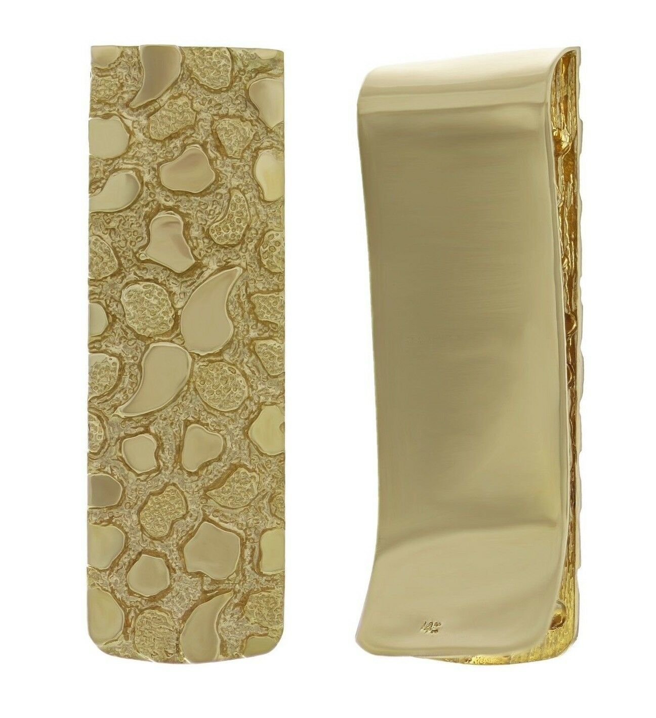 Men's 14k Yellow Gold Nugget Money Clip Money Holder Wallet 1.9" 15-16 grams - Yellow