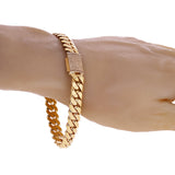 14k Yellow Gold Miami Cuban Chain Bracelet with Diamonds Box Clasp 9" 9.3mm 53g - 9.3mm 9" 53 grams