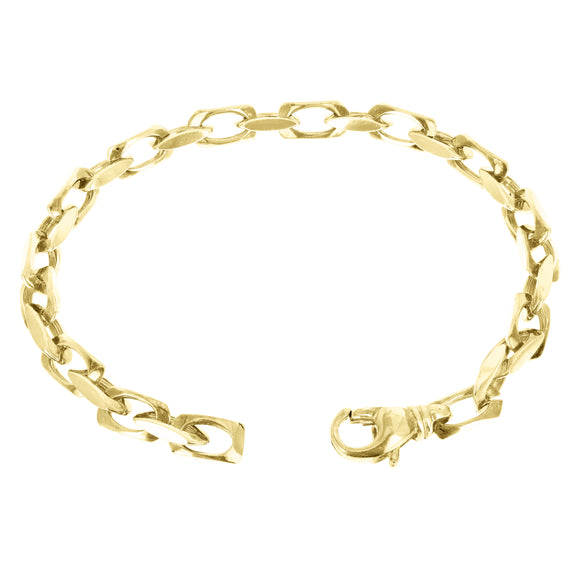 14k Yellow Gold Solid Handmade Rectangle Link Chain Bracelet 7