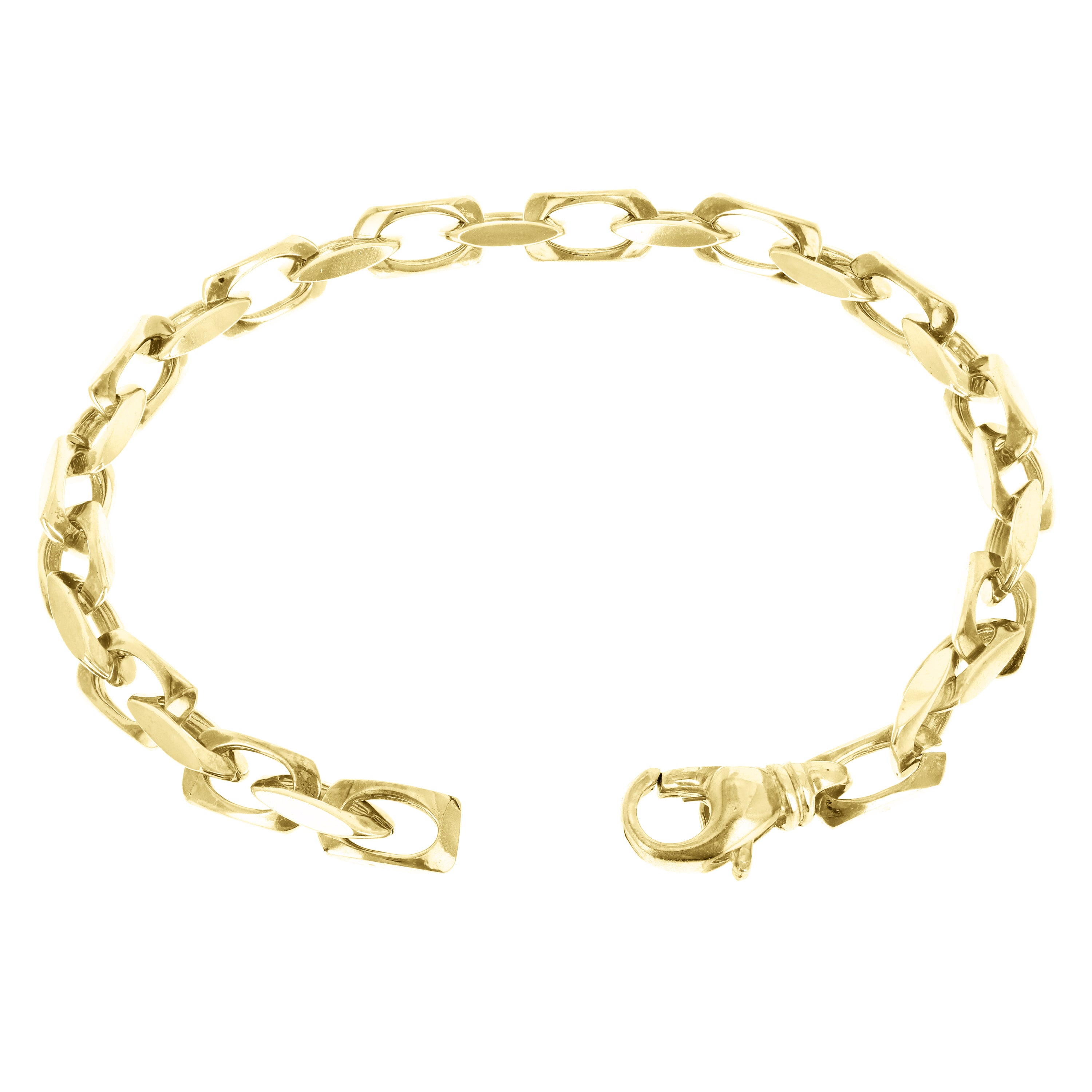 14k Yellow Gold Solid Handmade Rectangle Link Chain Bracelet 7" 5.5mm 27.8 grams - Yellow,7" 27.8 grams