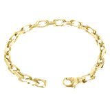 14k Yellow Gold Solid Handmade Rectangle Link Chain Bracelet 7" 5.5mm 27.8 grams - Yellow,7" 27.8 grams
