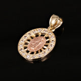 14k Yellow & Rose Gold Lady of Guadalupe Charm Pendant 24.6mm x 14.5mm 2.5 grams