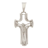14k White Gold Jesus Christ Crucifix Cross Religious Charm Pendant 1.2" 4.1grams