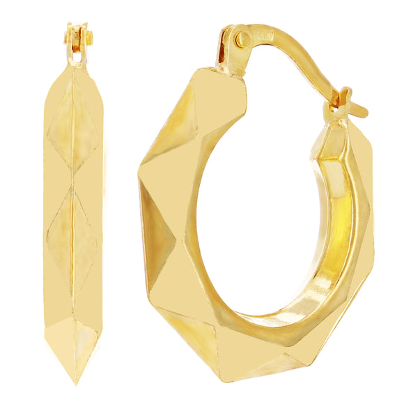 14k Yellow Gold Hollow Loop Hoop Earrings 21mm x 3.6mm 2.2 grams
