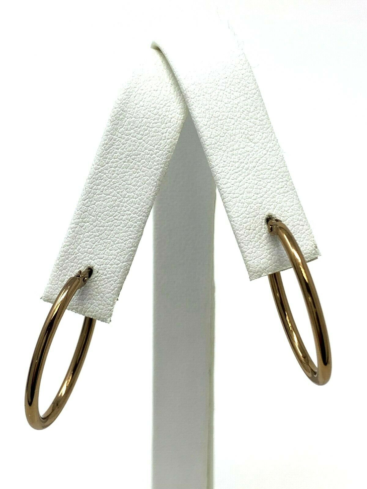 Italian 14k Brown Gold U Shaped Oval Hoop Earrings 1" 1.2 grams