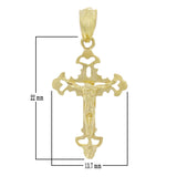 14k Yellow Gold Solid Jesus Crucifix Cross Pendant Religious Charm 1.25" 1.2g - Yellow