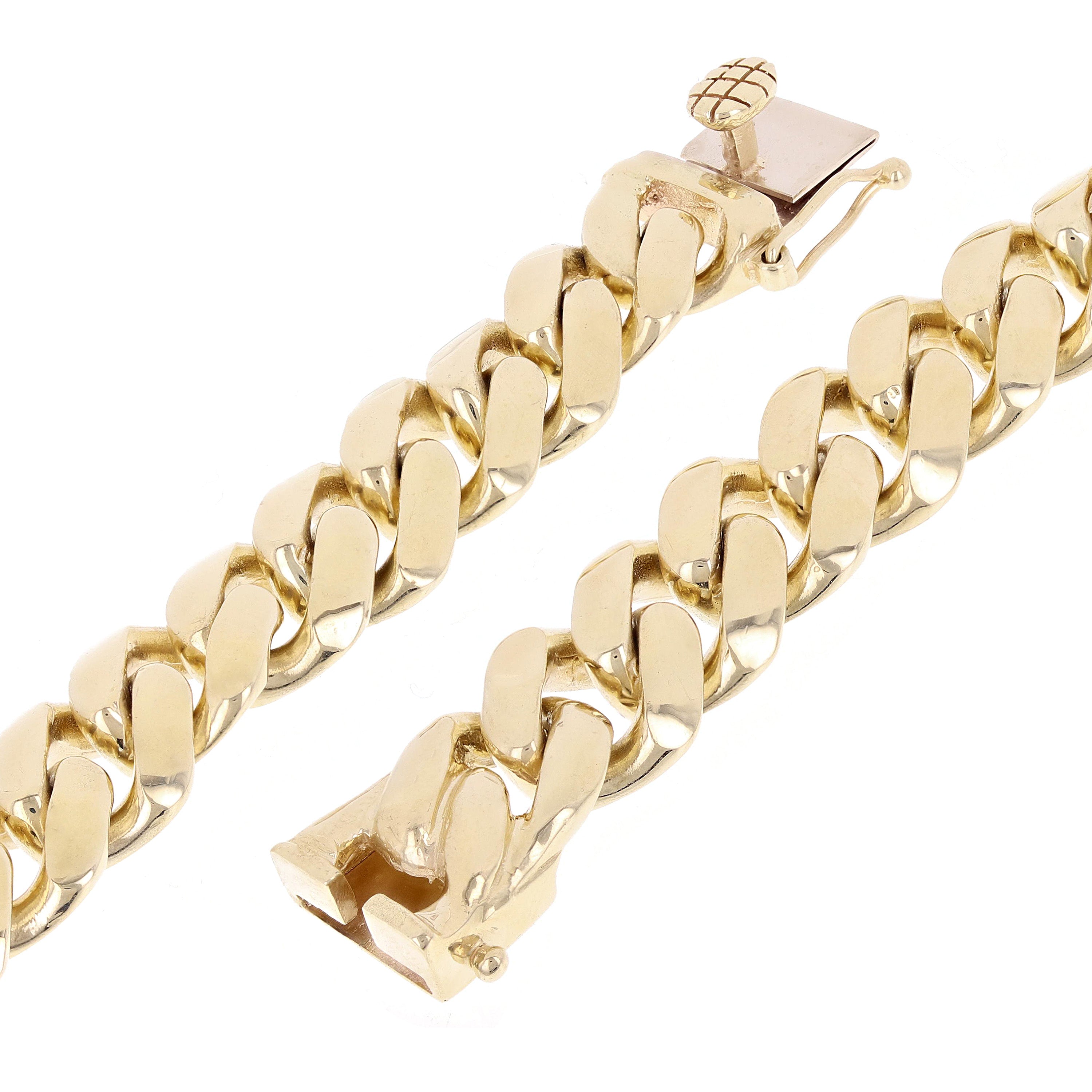 Men's 10k Yellow Gold Solid Miami Cuban Link Chain Bracelet 7" 12.5mm 70 grams - Yellow,7"