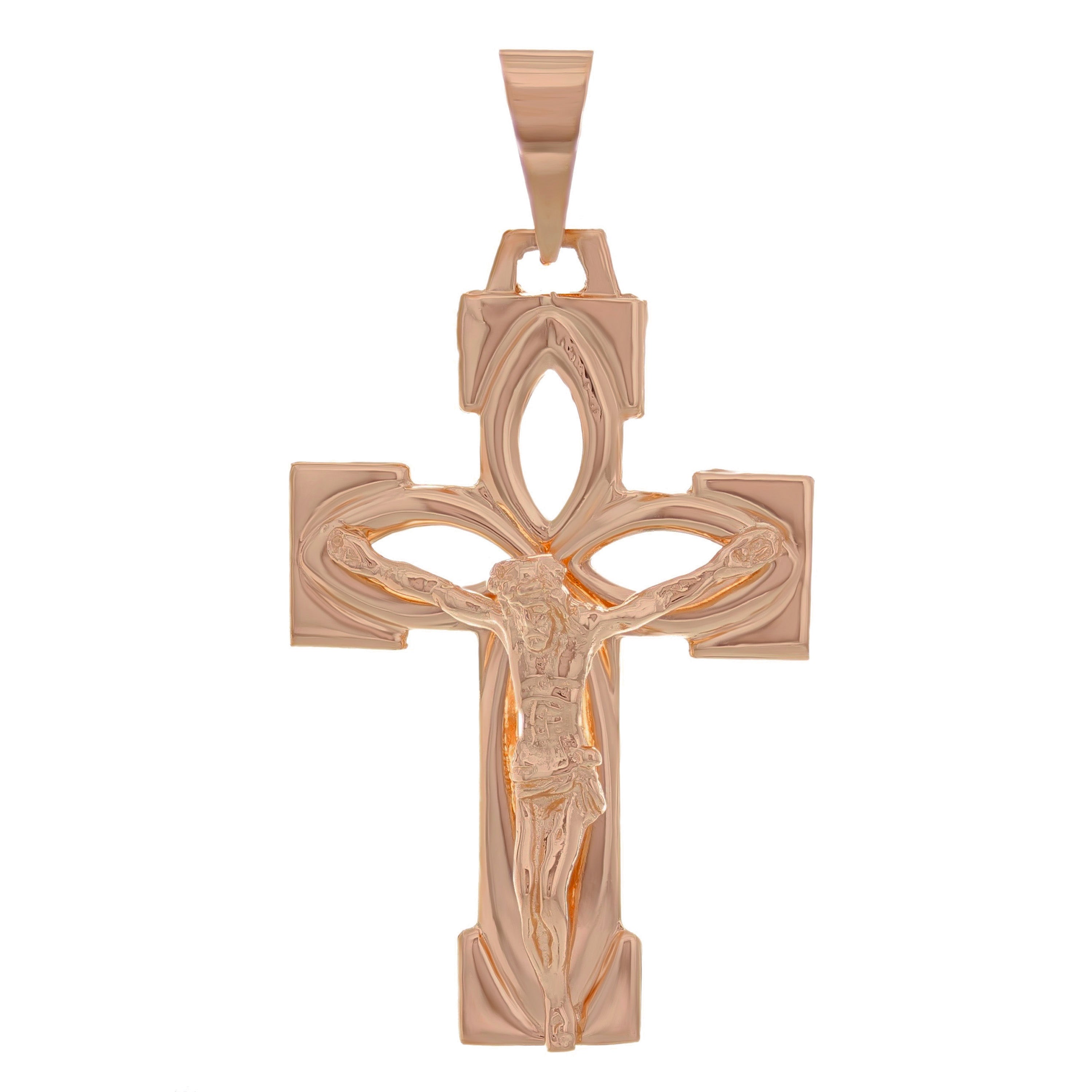 14k Rose Gold Jesus Christ Crucifix Cross Religious Charm Pendant 5.2 grams - Rose