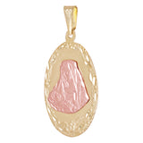 14k Two Tone Gold Mother Mary Jesus Medal Charm Pendant 5.1 gr.