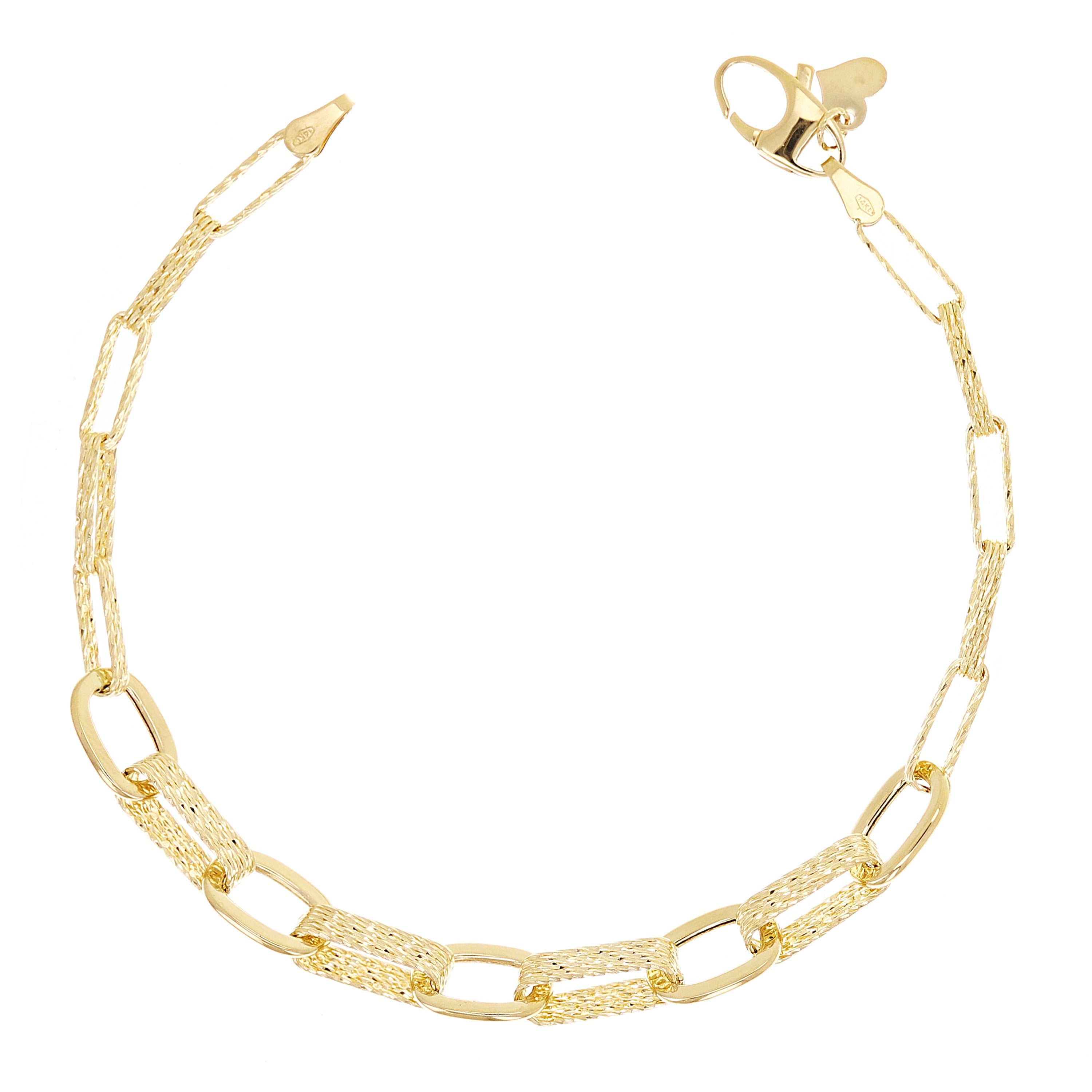 Italian 14k Yellow Gold Oval Links Necklace, Bracelet & Earrings Set 20.5 grams