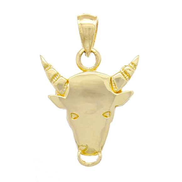 14k Yellow Gold Bull Taurus Zodiac Sign Charm Pendant 3.7 grams - Yellow