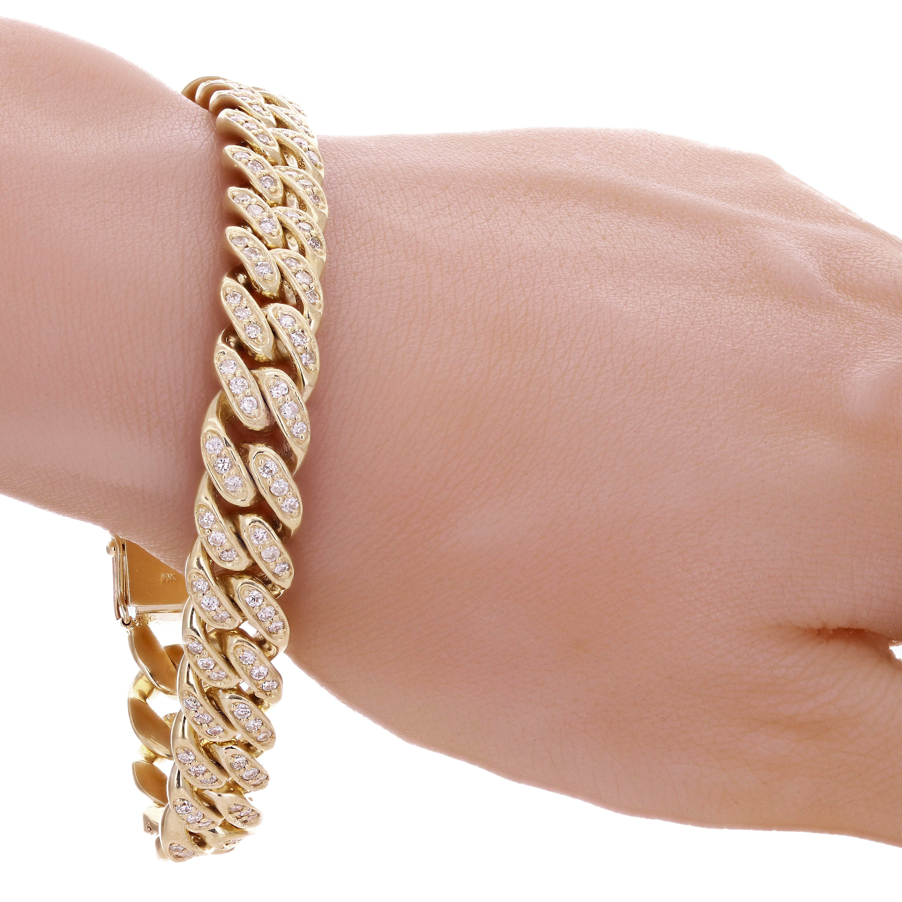 14k Yellow Gold 4.4ctw Diamond Miami Cuban Link Bracelet 11.5mm 8.5" ICED OUT