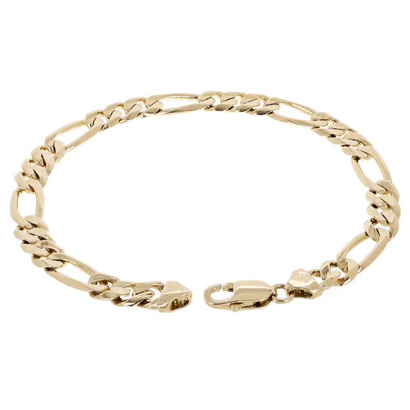 Men's 14k Yellow Gold Figaro Chain Bracelet 7.75mm Various Lengths